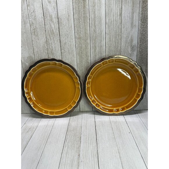 Vintage Nanette Vacher Ambiance Versailles Dinner Plates Amber Brown - Set Of 2 - Picture 2 of 6